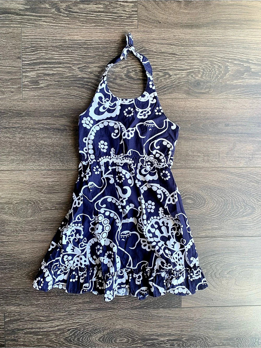 Gymboree Girls Floral Halter Dress Blue & White Size 5